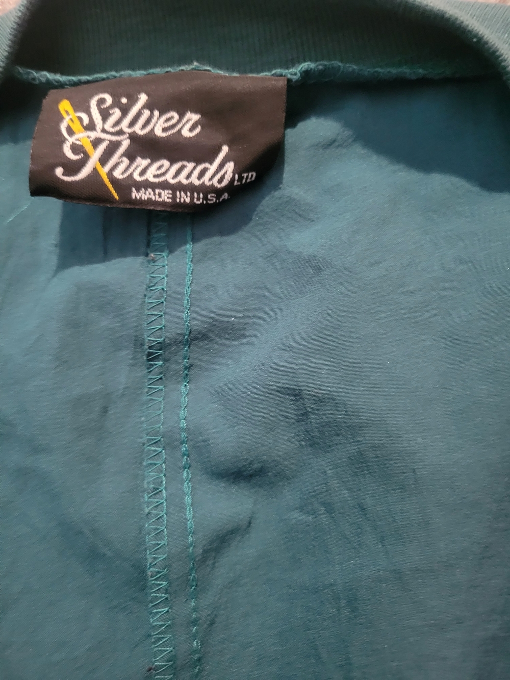 Vintage 80s/90s Silver Threads Teal & Fuchsia Paisley Cardigan - Made in USA* - Picture 5 of 5